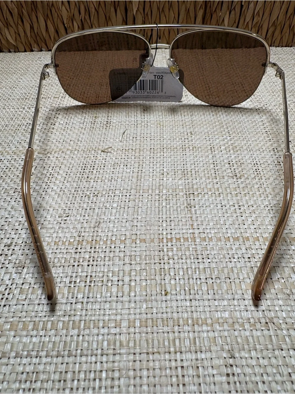 NWT Foster Grant Brown Aviator Sunglasses Gold Metal Frame 100% UV